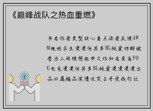 《巅峰战队之热血重燃》